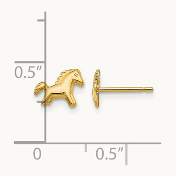 Polished Horse Post Earrings, 14K