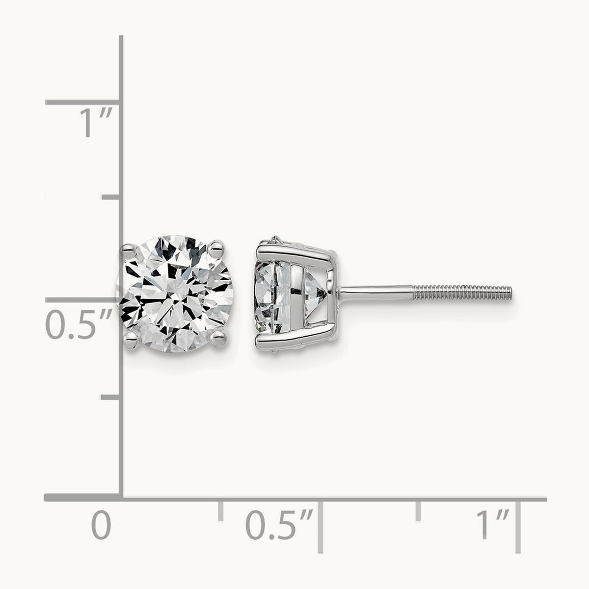 Lightweight Screwback Earrings, 0.25-4.00 ct tw Lab-Grown Diamond — 14K White Gold