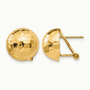 Hammered Omega Back Post Earrings — 14mm
