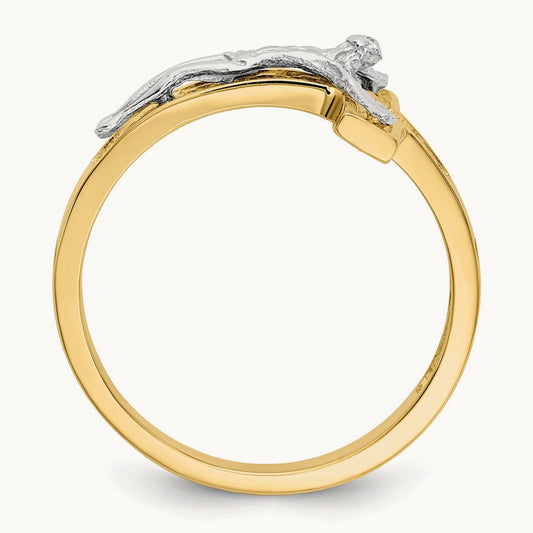 Polished Crucifix Ring, 14K Two-tone