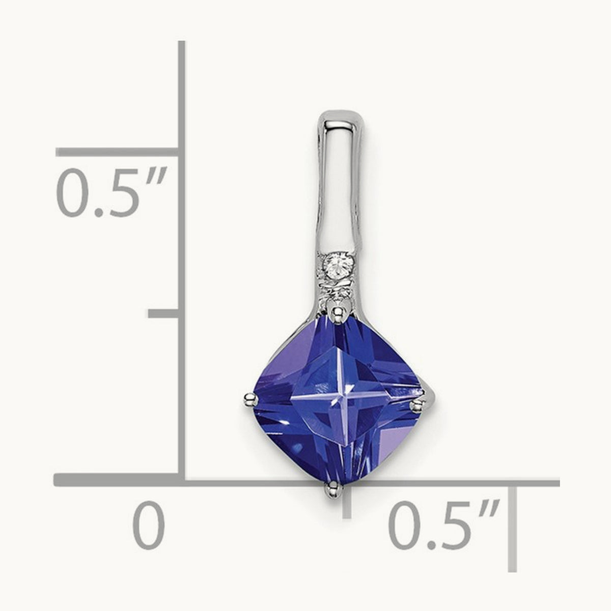 Cushion Tanzanite and Diamond Pendant, 14K White Gold