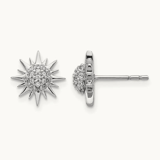 Diamond Fancy Sun/Star Earrings, 14K White Gold