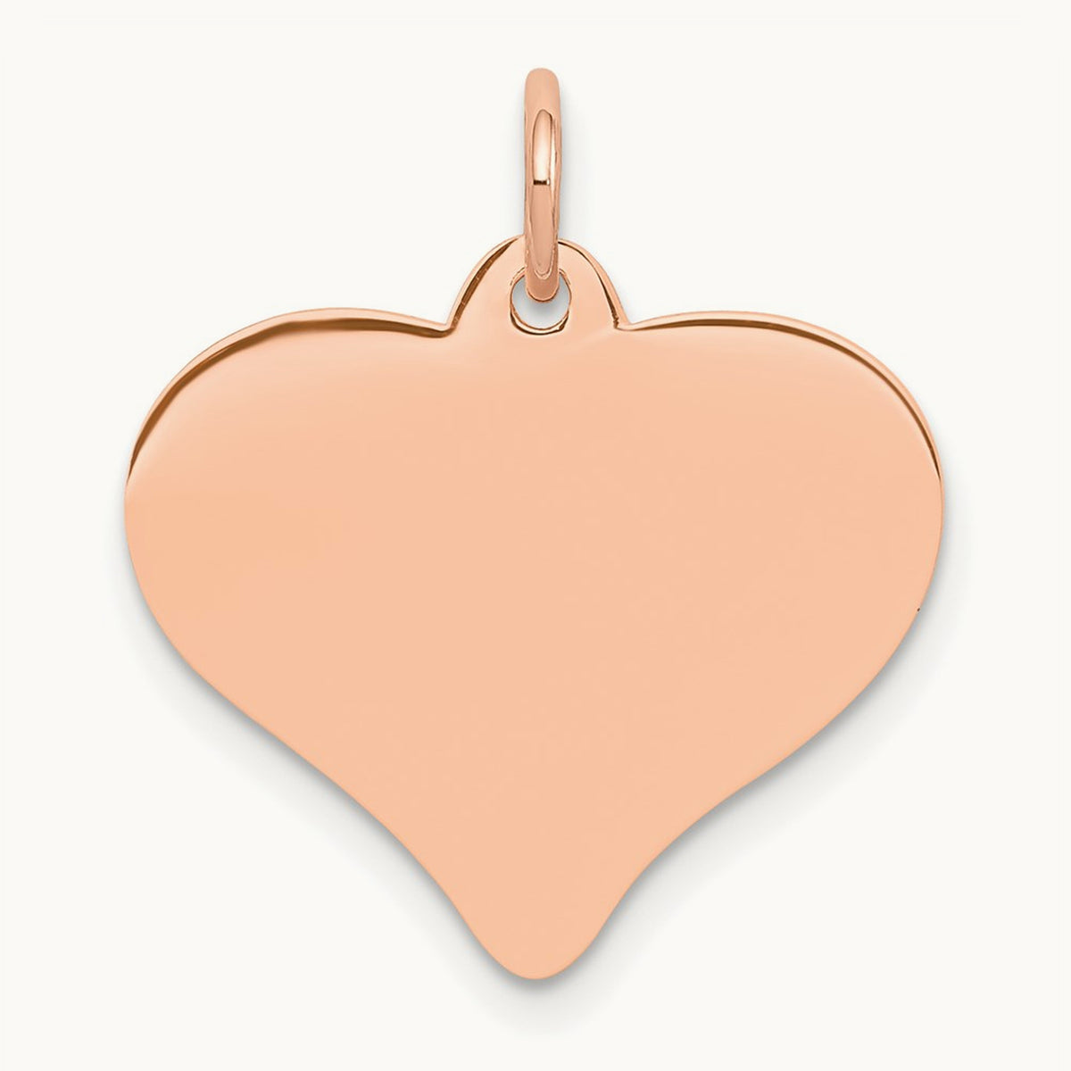 Polished Heart Shaped Disc Pendant, 14K Rose