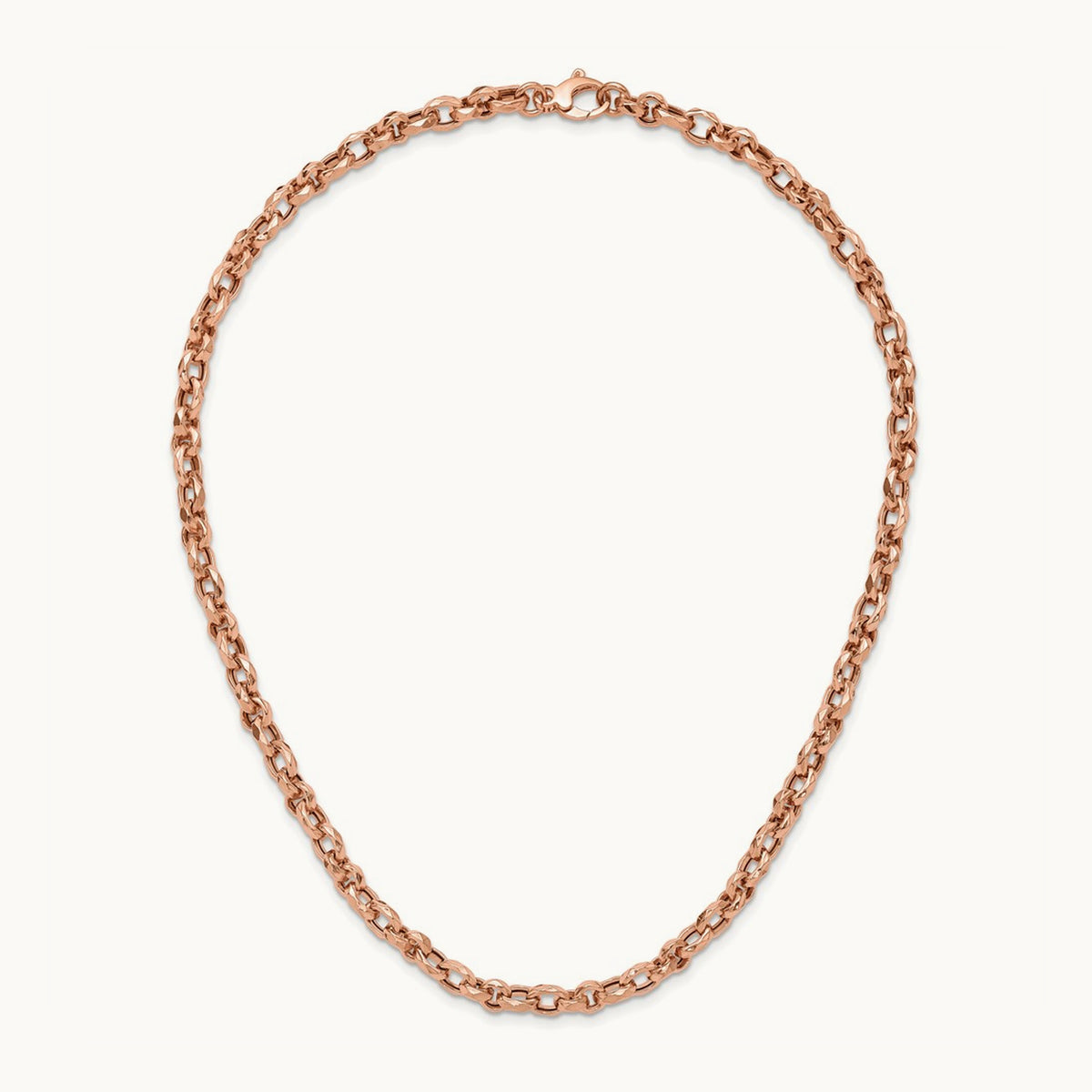 Polished Fancy Link Necklace, 14K Rose Gold