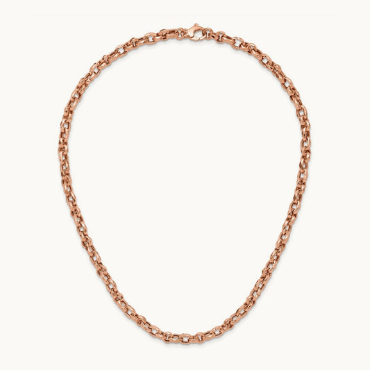 Polished Fancy Link Necklace, 14K Rose Gold
