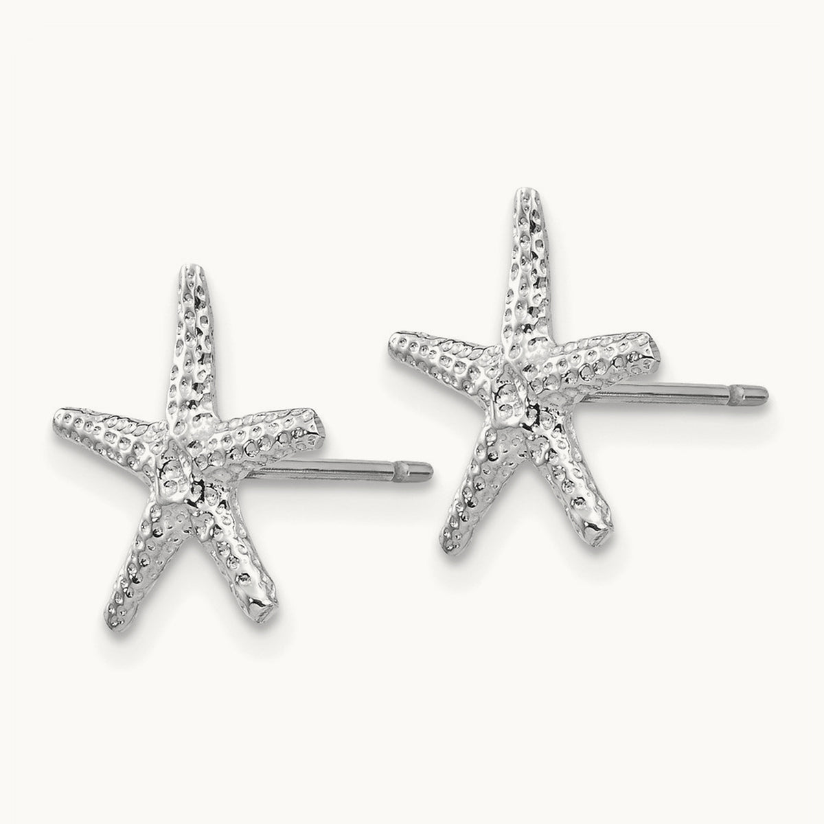 Starfish Post Earrings — 14K White Gold
