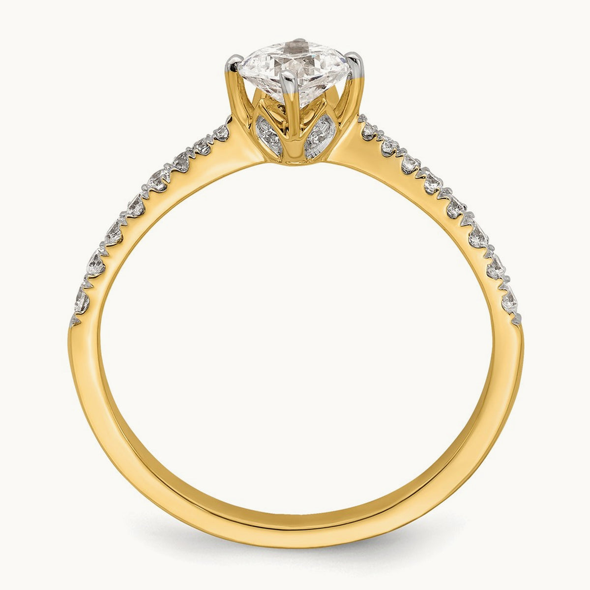 Gold Cushion Leaf Design Semi-Mount Ring, 1/2-2 ct