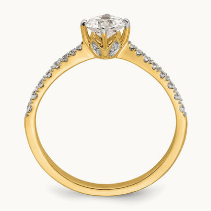 Gold Cushion Leaf Design Semi-Mount Ring, 1/2-2 ct