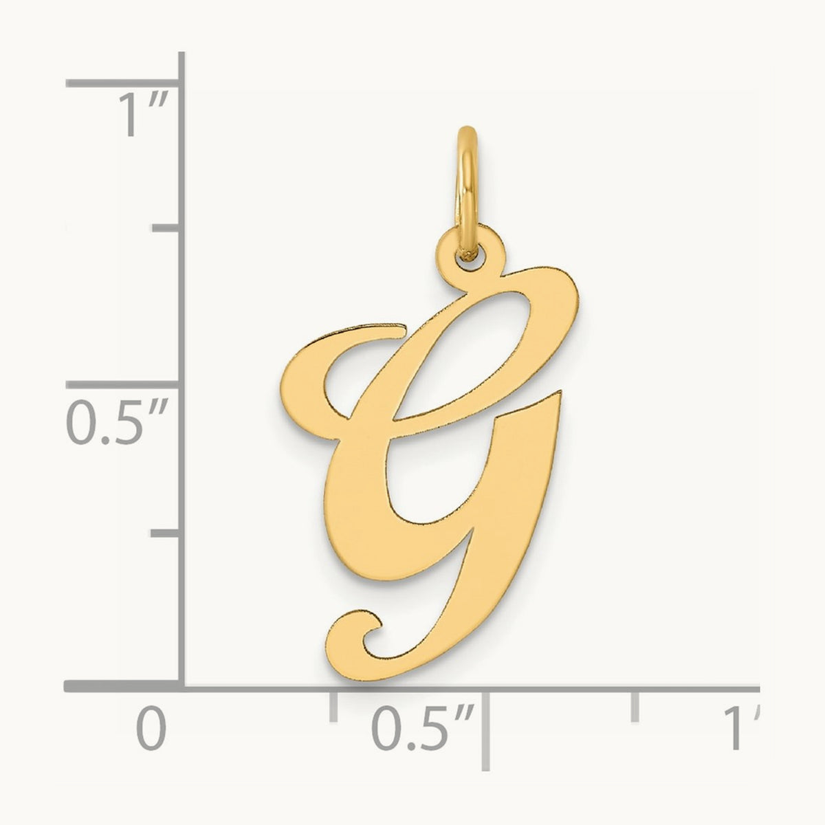 Large Fancy Script Initial Charm — 14K Yellow Gold, G