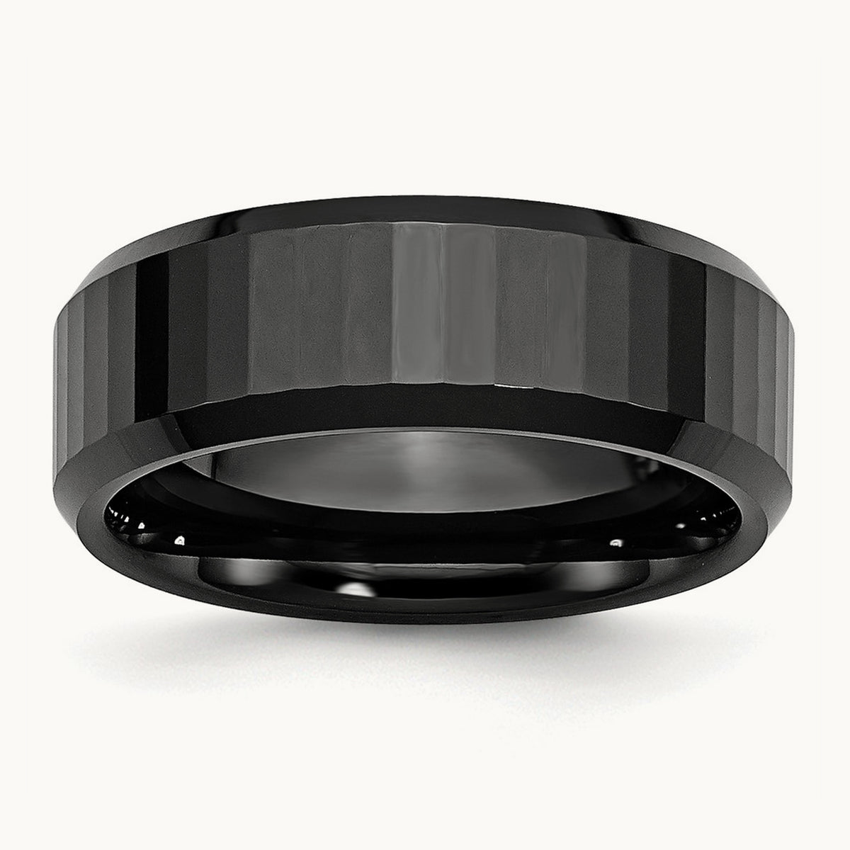 Faceted Beveled Edge Polished Band — photo set