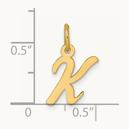Small Script Letter K Initial Charm, 14K