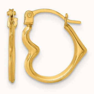 Polished Heart Shape Hoop Earrings, 14K