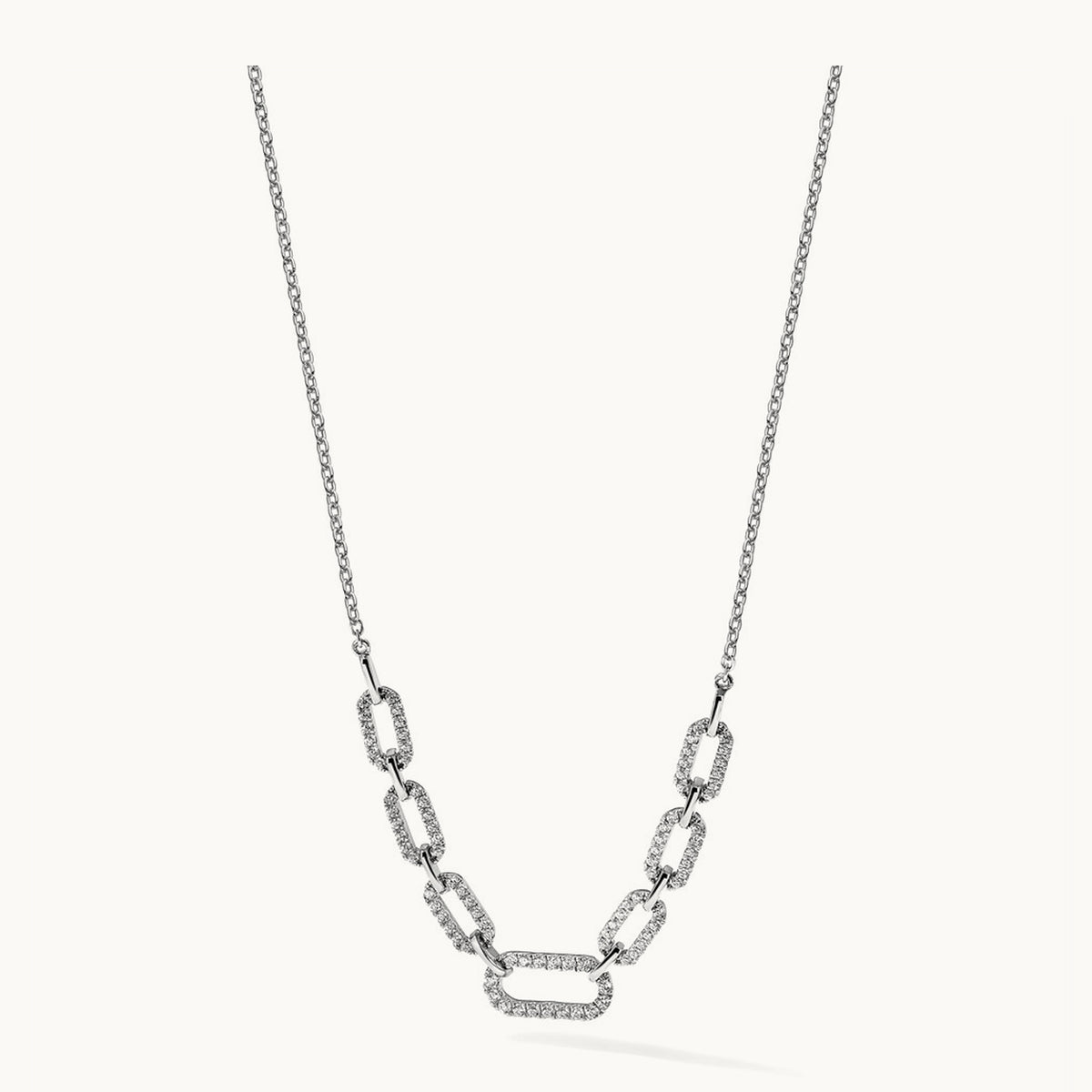 Fashion Link Necklace, 1.00 ct tw Lab-Grown Diamond — 14K White Gold