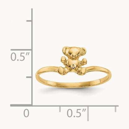 Childs Polished Teddy Bear Ring, 14K