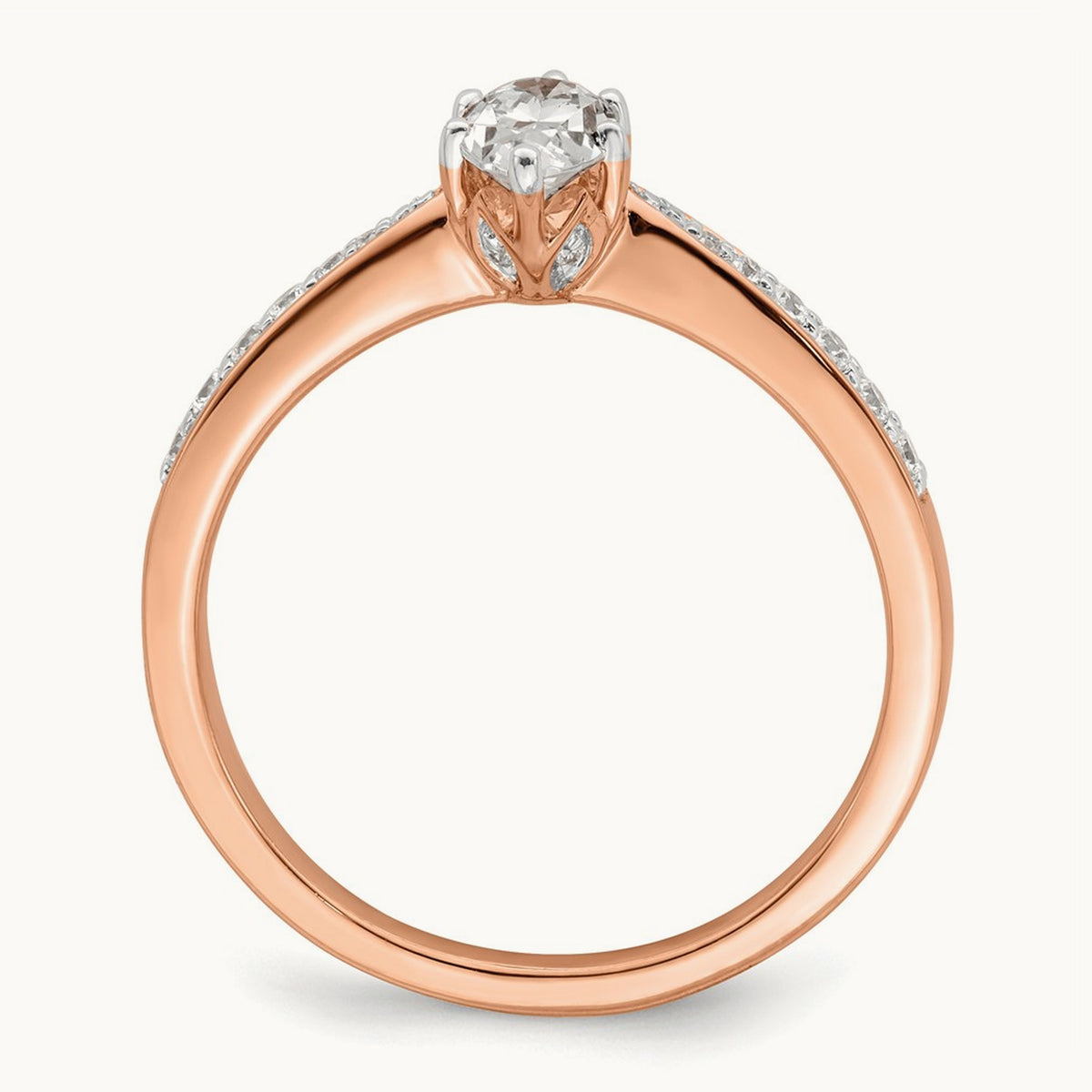 Oval Leaf Design Semi-Mount Ring — 1/2 ct, 7