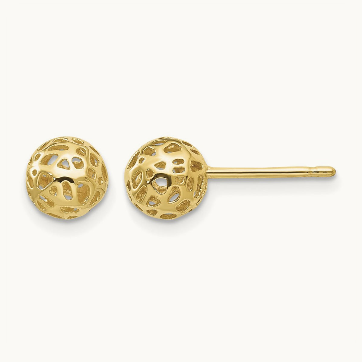 Fancy Ball Post Earrings, 14K Yellow Gold