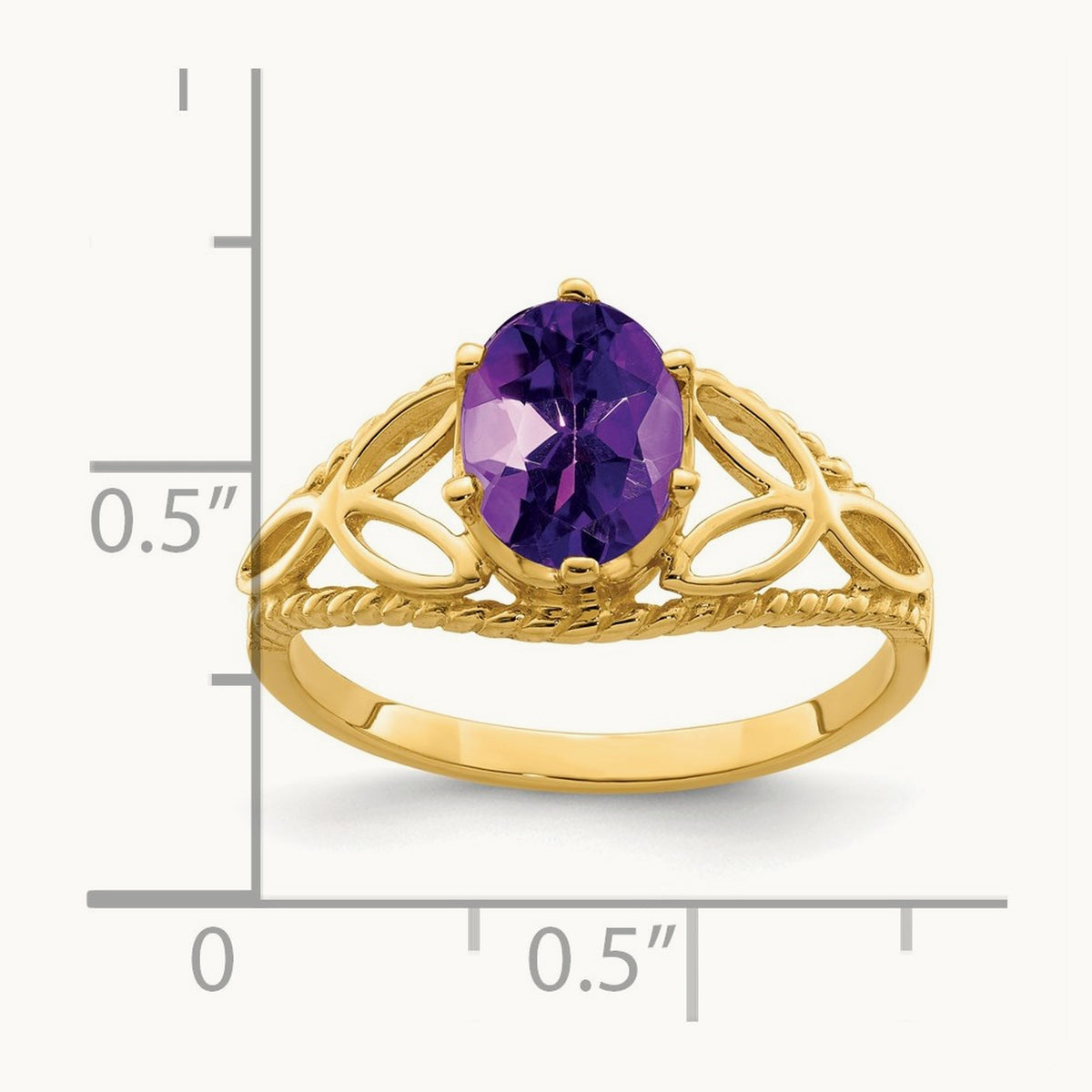 8x6mm Oval Amethyst ring, 14K