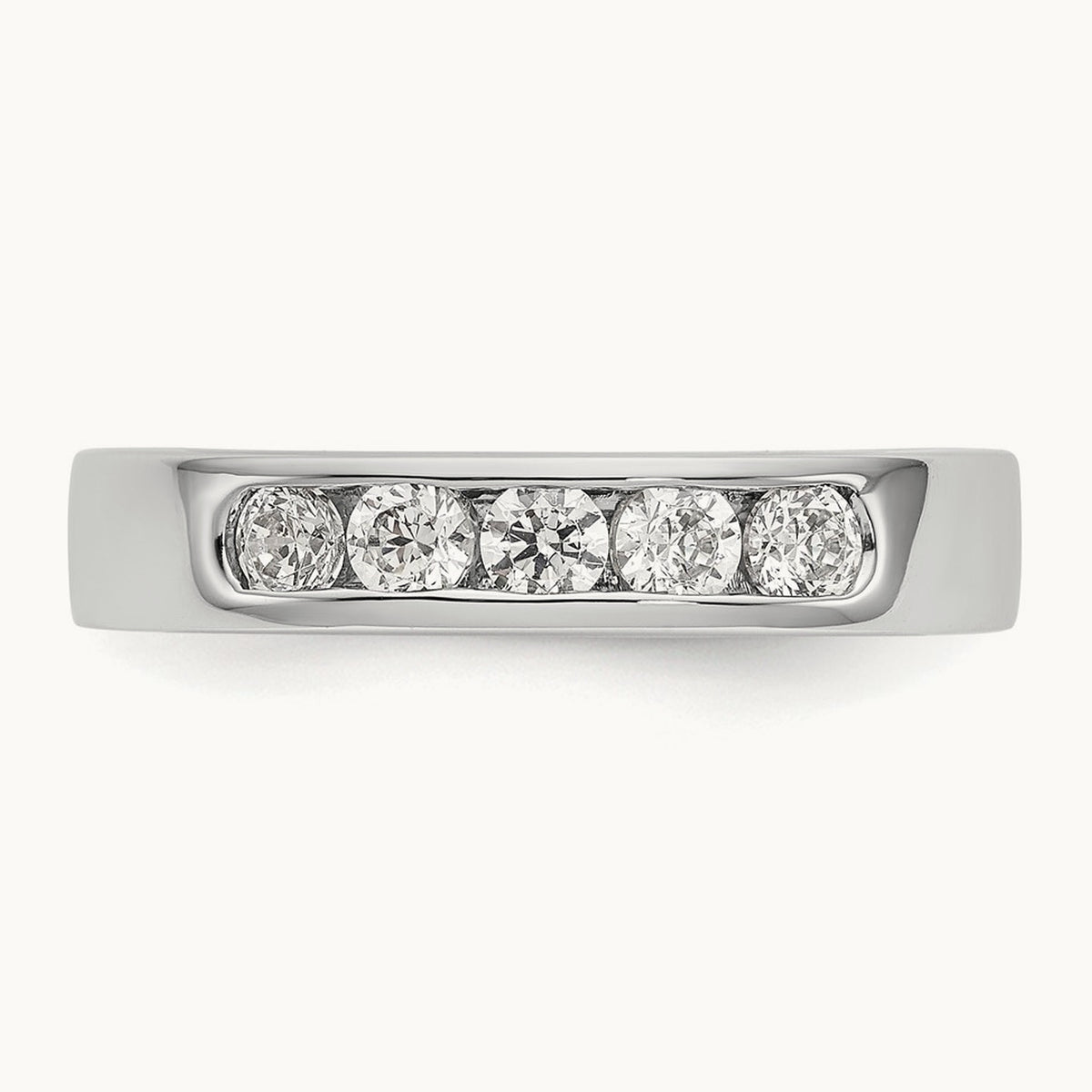 Setting: 5- Stone Closed Channel Band Mounting, 2.9mm, 14K Gold — 14K White Gold
