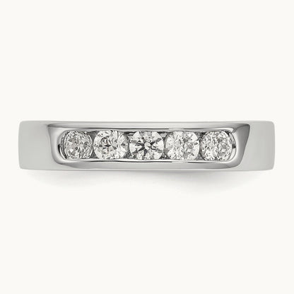 Setting: 5- Stone Closed Channel Band Mounting, 2.9mm, 14K Gold — 14K White Gold