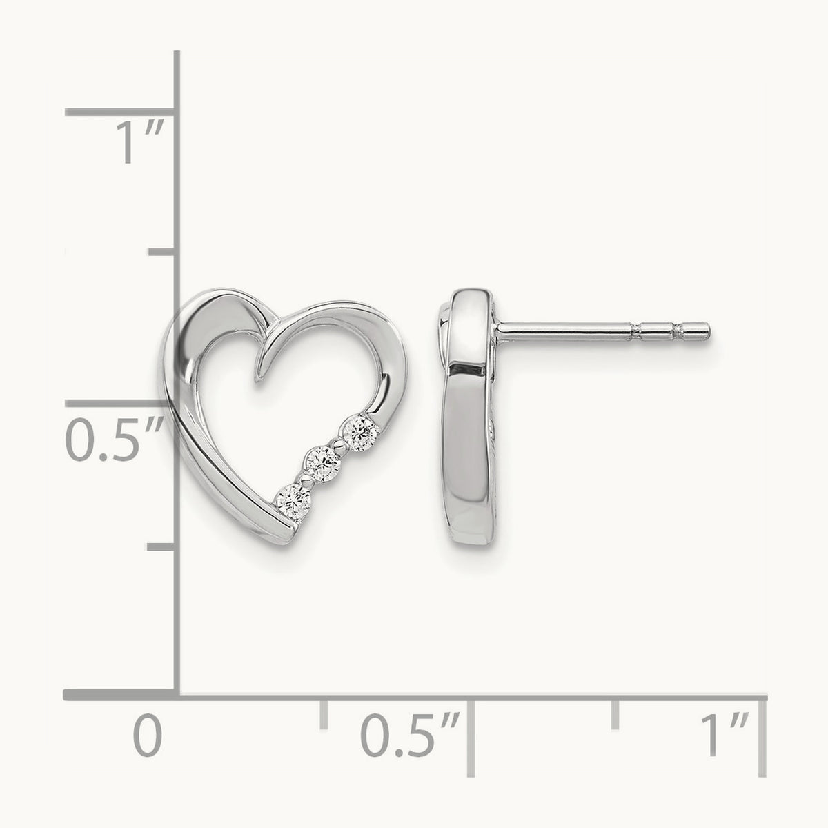 Diamond Heart Post Earrings — photo set