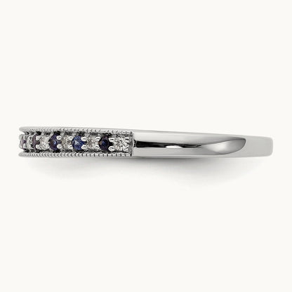 Diamond w/Sapphire Band, 14K White Gold