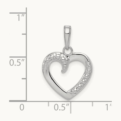 Polished and Textured Heart Pendant, 14K White Gold
