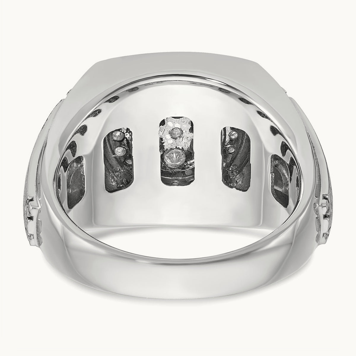 IBGoodman Men's Polished & Satin Diamond Round Cluster Ring, 14K White Gold