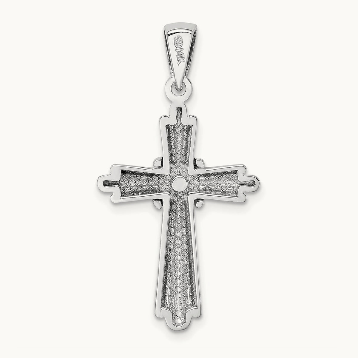 Polished Cross Charm, 14K White Gold