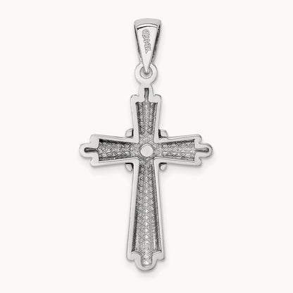 Polished Cross Charm, 14K White Gold