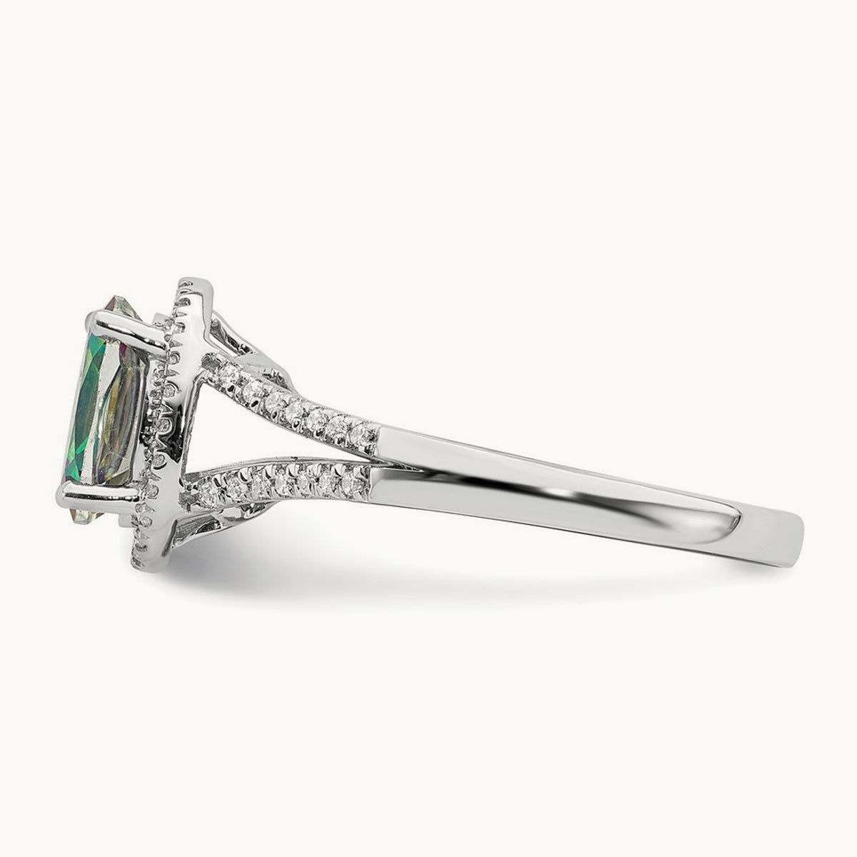 Mystic Fire Halo Engagement Ring, 0.15 ct tw