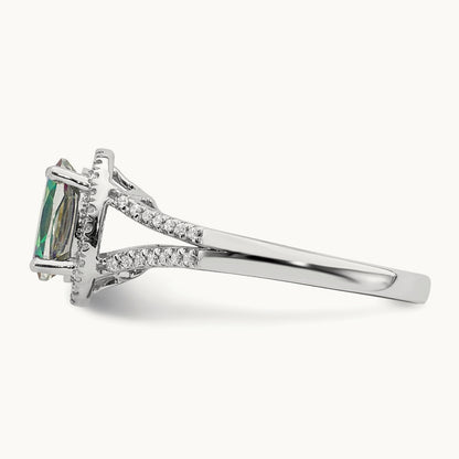 Mystic Fire Halo Engagement Ring, 0.15 ct tw