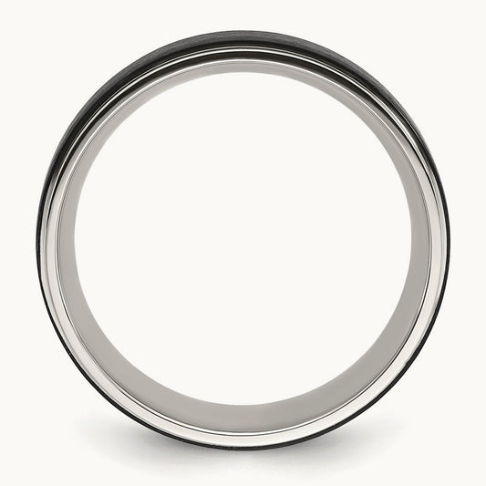 Polished w/ Black IP-plated Brushed Center Band, 8mm, Stainless Steel