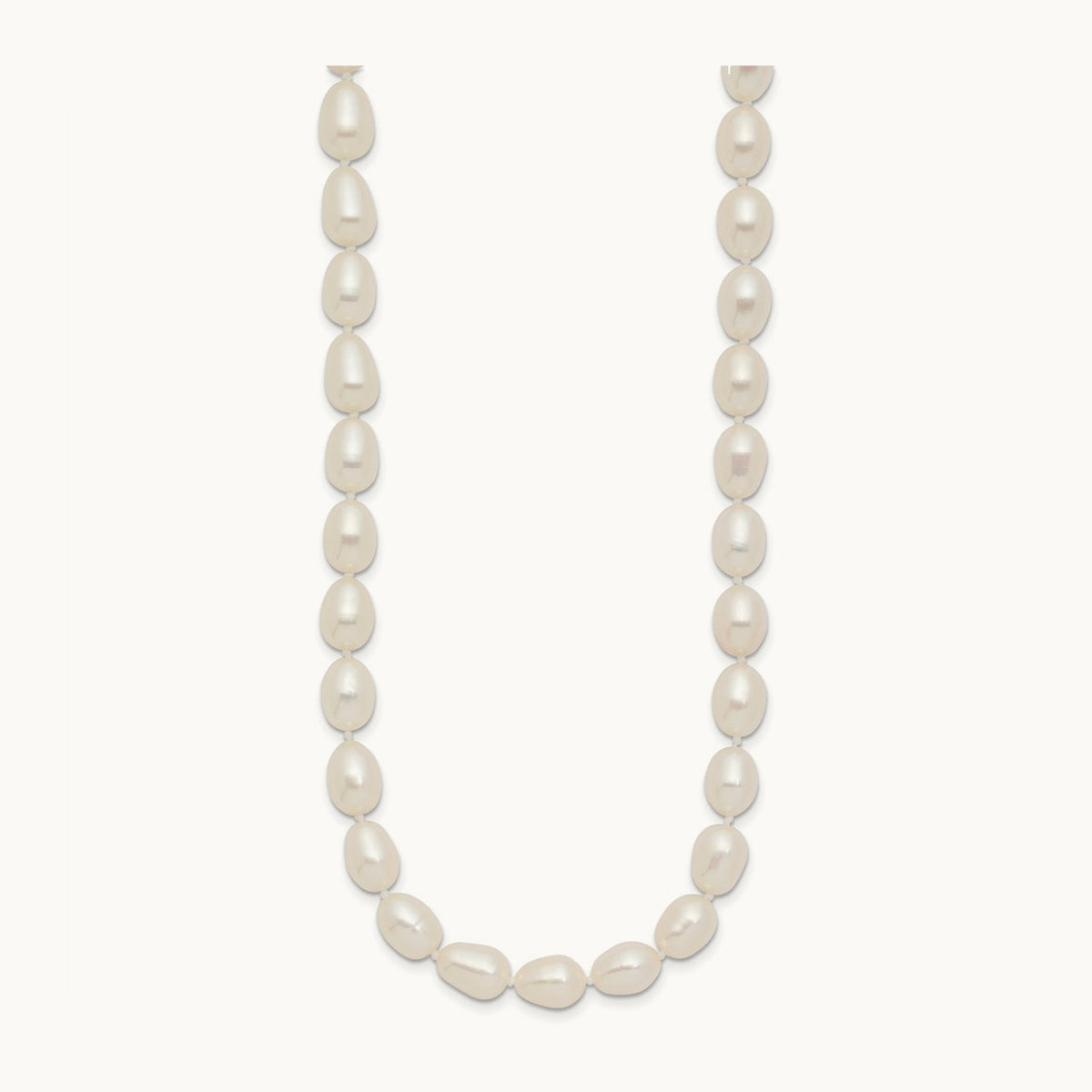 7- White Rice Freshwater Cultured Pearl 16in Necklace, 8mm, 14K