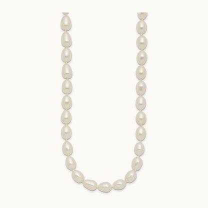 7- White Rice Freshwater Cultured Pearl 16in Necklace, 8mm, 14K