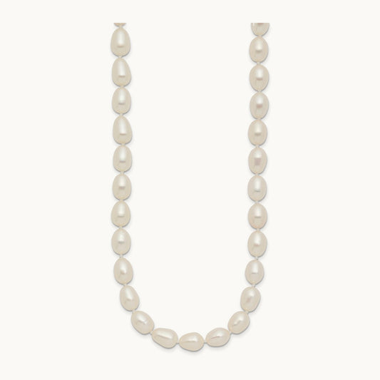 7- White Rice Freshwater Cultured Pearl 20in Necklace, 8mm, 14K