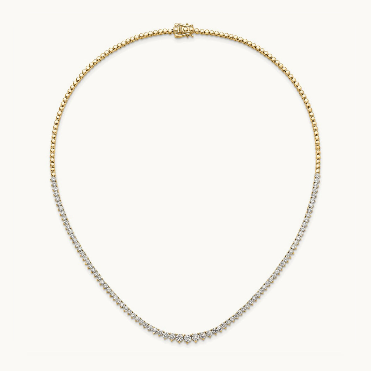 Graduated Tennis Necklace, 6.50 ct tw Lab-Grown Diamond — 14K Yellow Gold