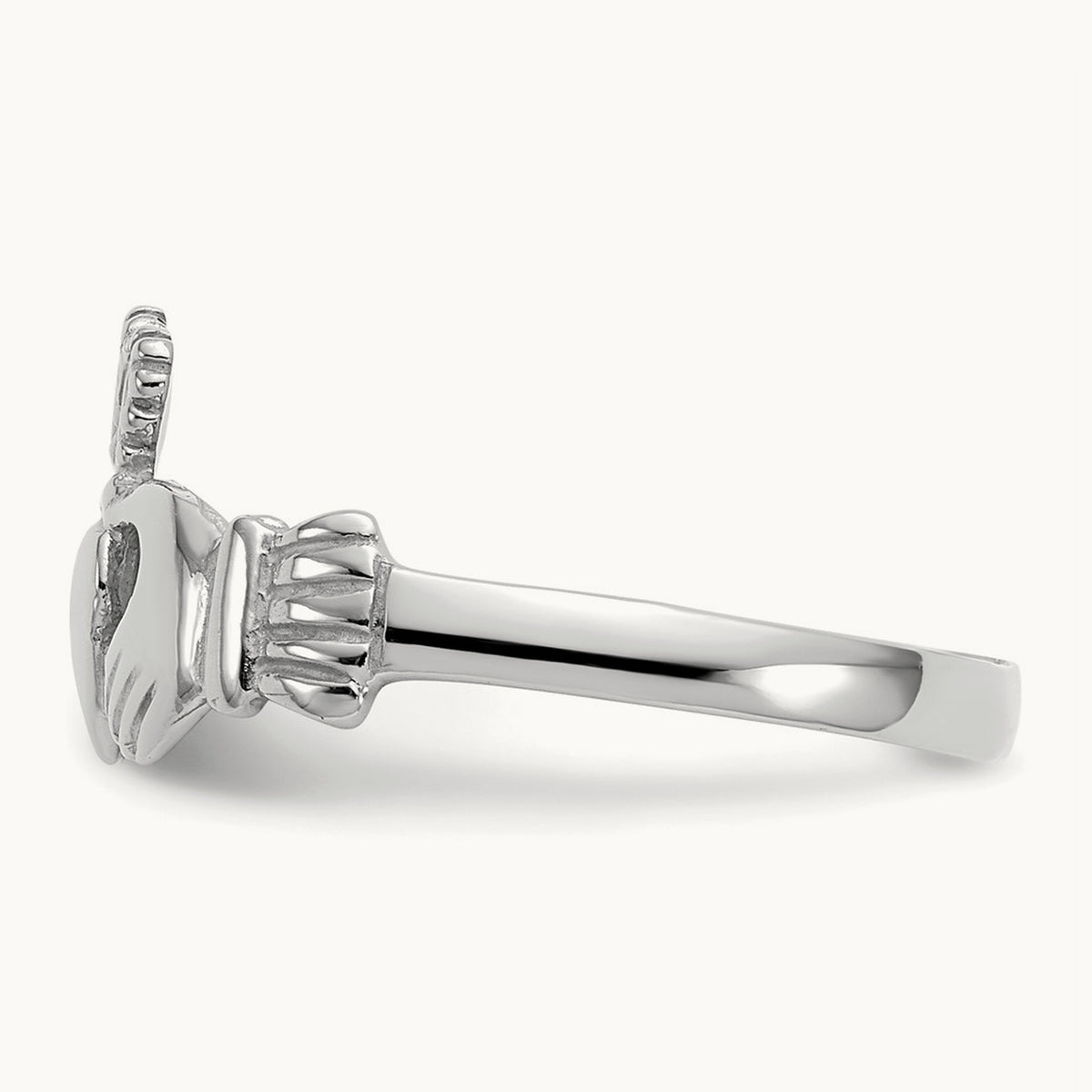 Ladies Claddagh Ring, 14K White Gold