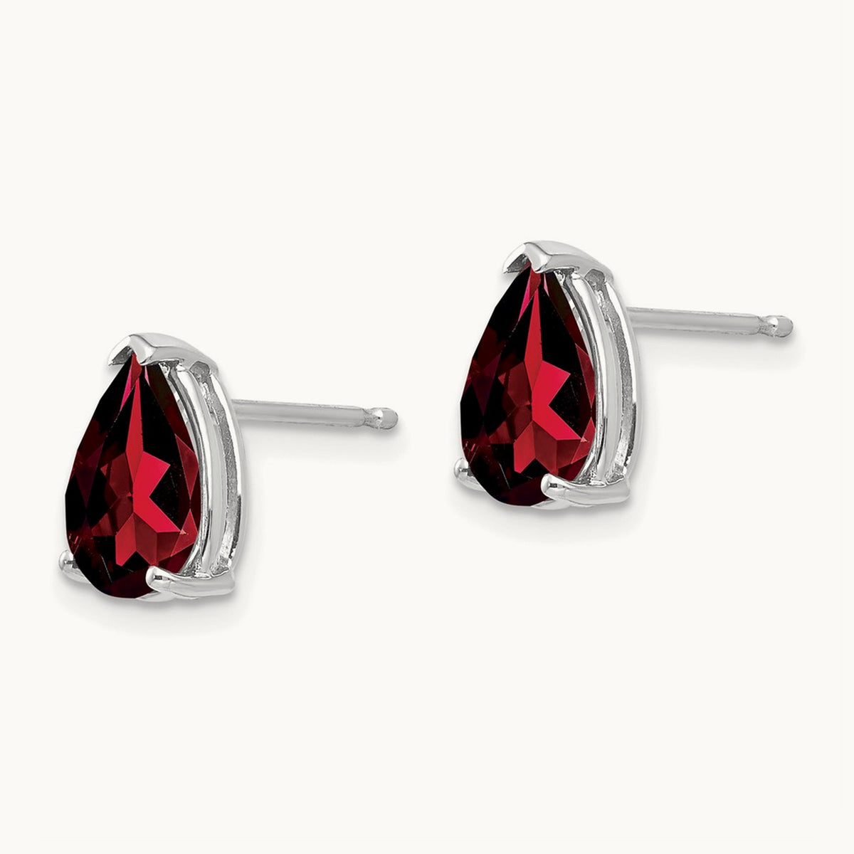 9x6mm Pear Garnet Earrings, 14K White Gold