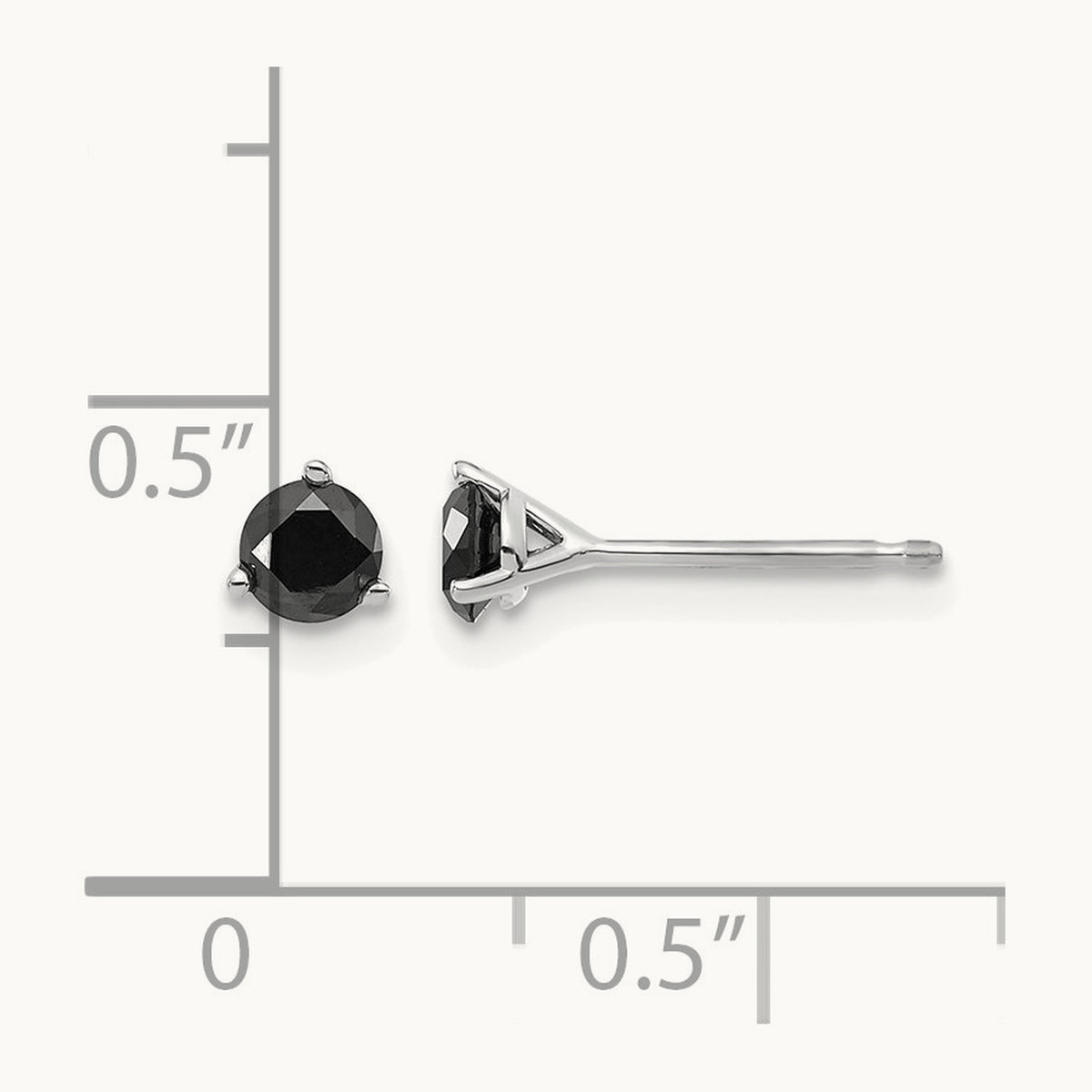 3/8ct Black Diamond Stud Earrings, 14K White Gold