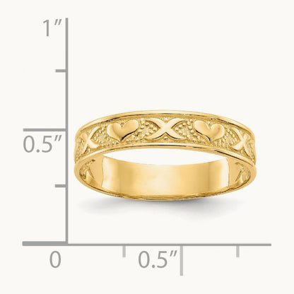 Polished X and Hearts Ring, 14K