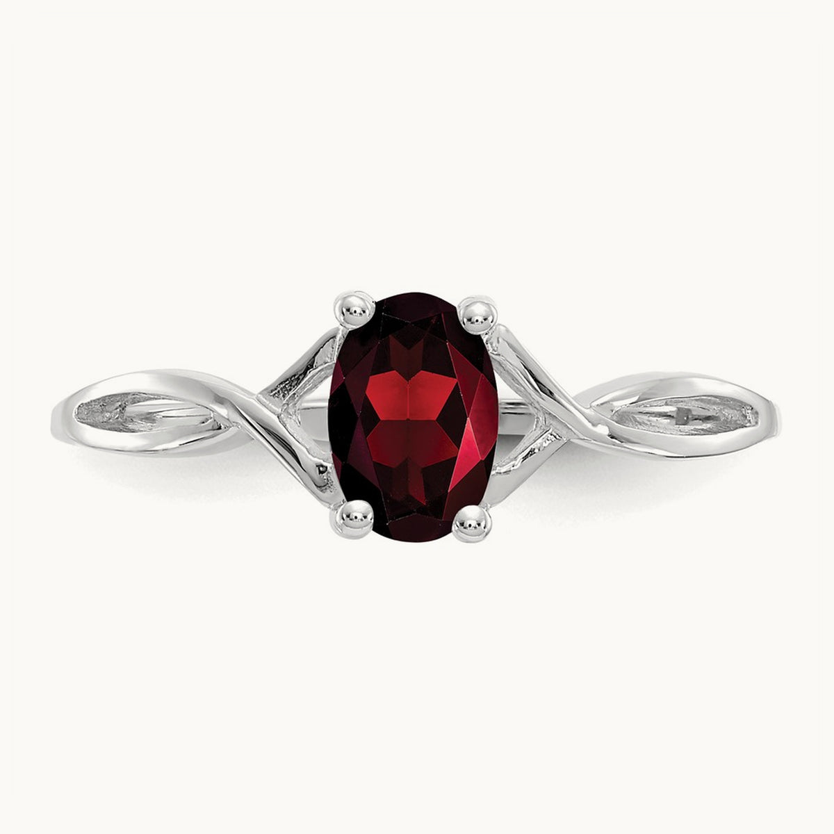 Garnet Birthstone Ring, 14K White Gold