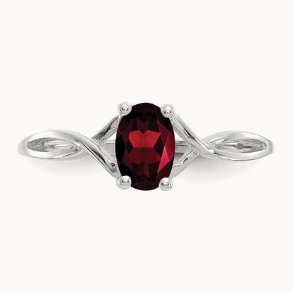 Garnet Birthstone Ring, 14K White Gold
