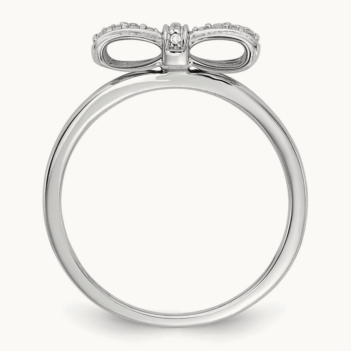 Diamond Bow Ring, 14K White Gold