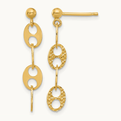 Polished and Textured Fancy Link Dangle Earrings, 14K — Leslie's