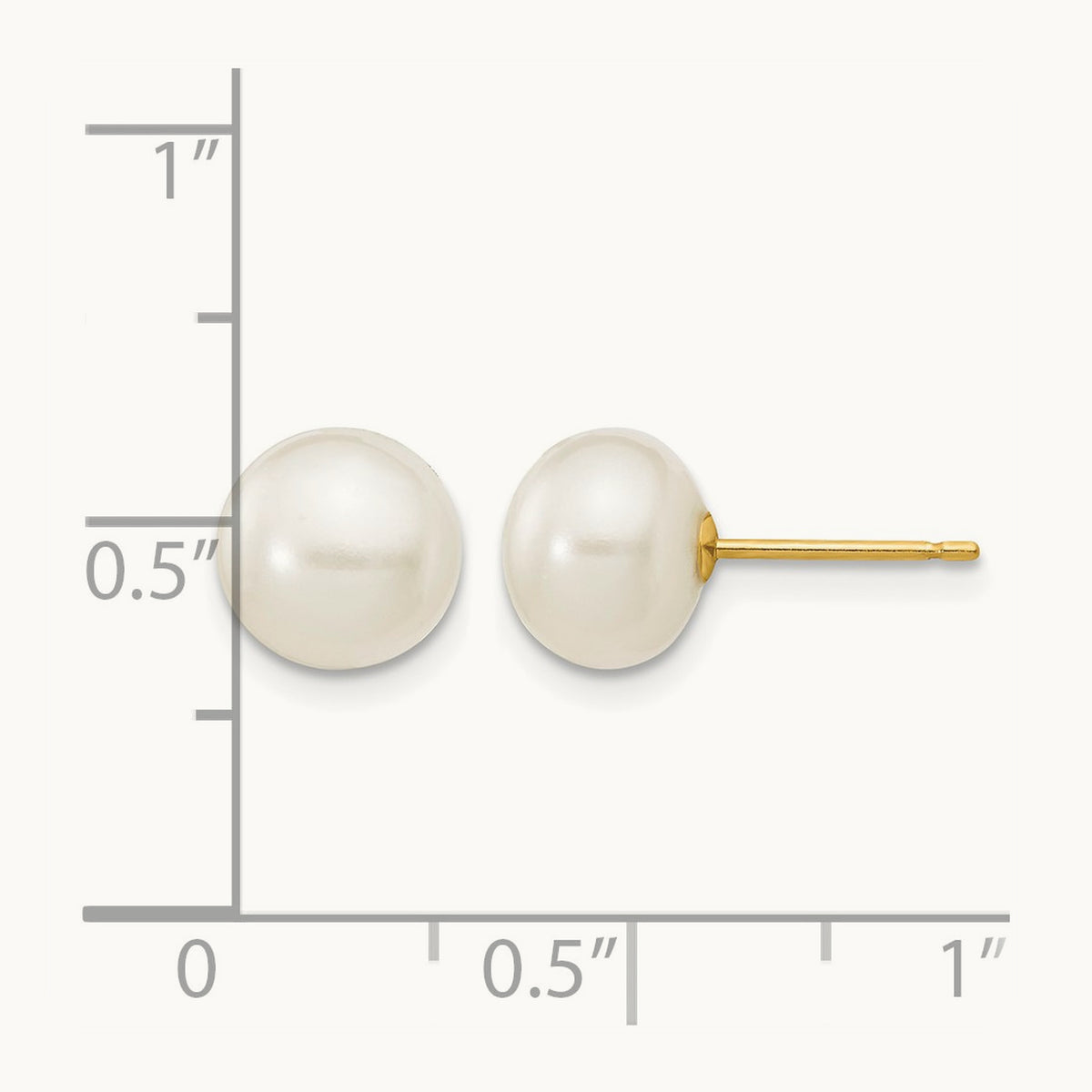 7- White Button Freshwater Cultured Pearl Stud Post Earrings, 8mm, 14K