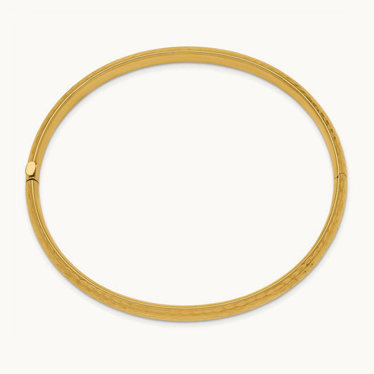 4/16 Diamond-cut Fancy Hinged Bangle Bracelet, 14K