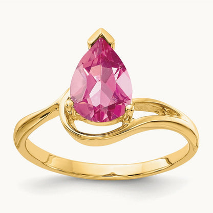Pear Shaped Pink Tourmaline Ring, 14K