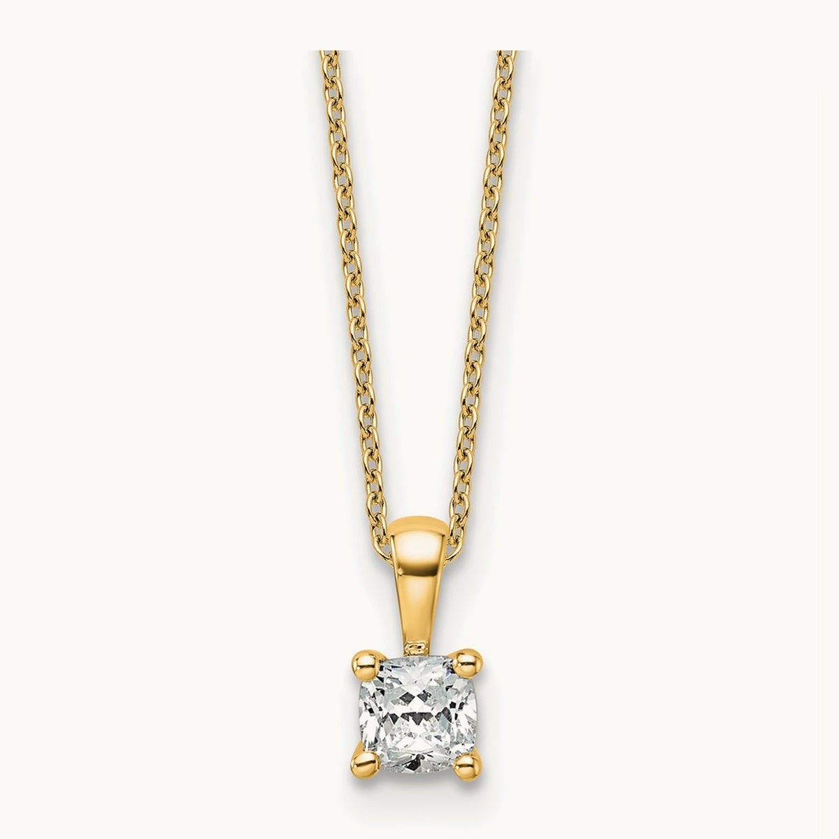 Cushion Pendant Necklace, 0.50-2.00 ct tw Lab-Grown Diamond — 1/2 ct, 14K Yellow Gold