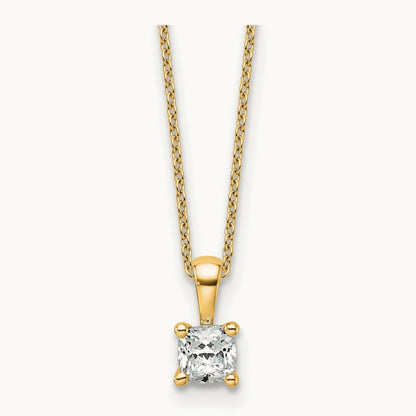 Cushion Pendant Necklace, 0.50-2.00 ct tw Lab-Grown Diamond — 1/2 ct, 14K Yellow Gold