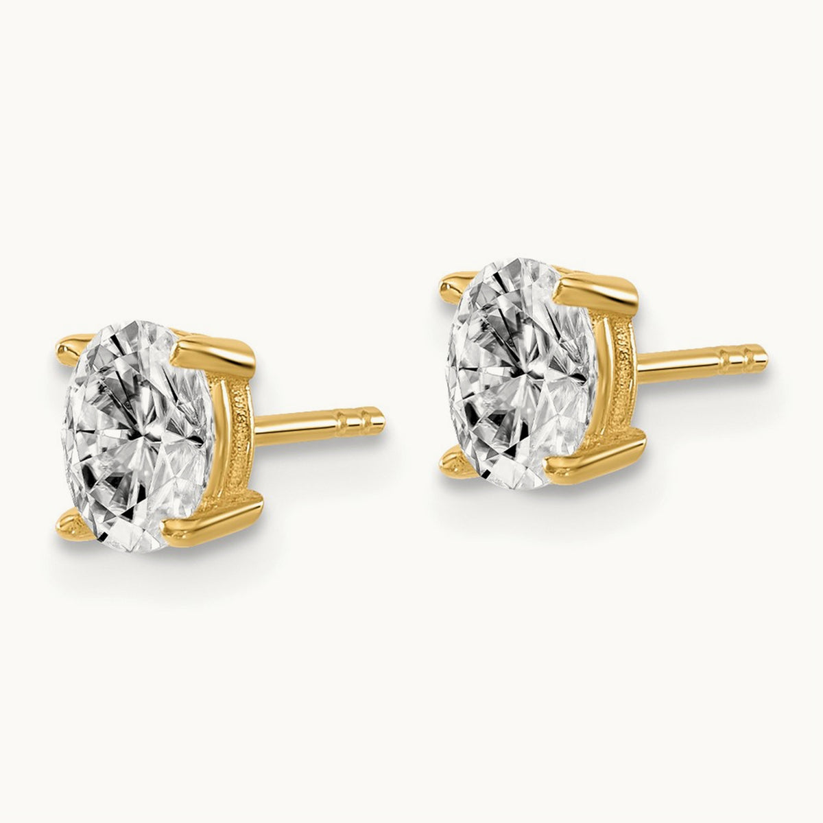 Oval Four-Prong Stud Earrings, 0.50-6.00 ct tw Lab-Grown Diamond — 5/8 ct, VS/SI (Great), 14K Yellow Gold